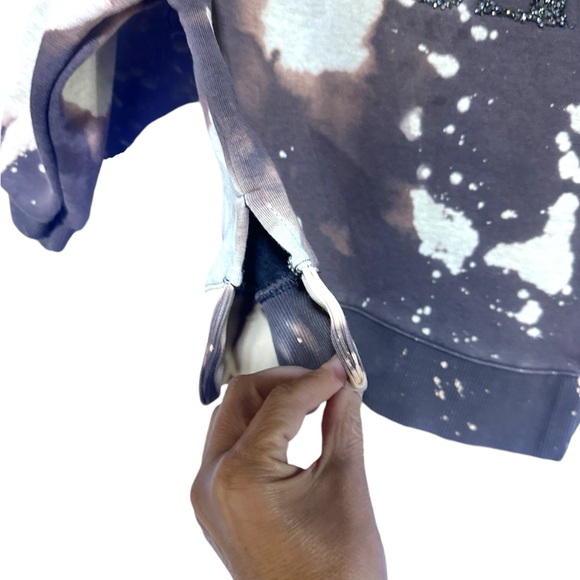 Zara Street Distressed LOVE sweatshirt Acid Bleached Tan Cream Brown SZ 5 Hoodie - Picture 6 of 14